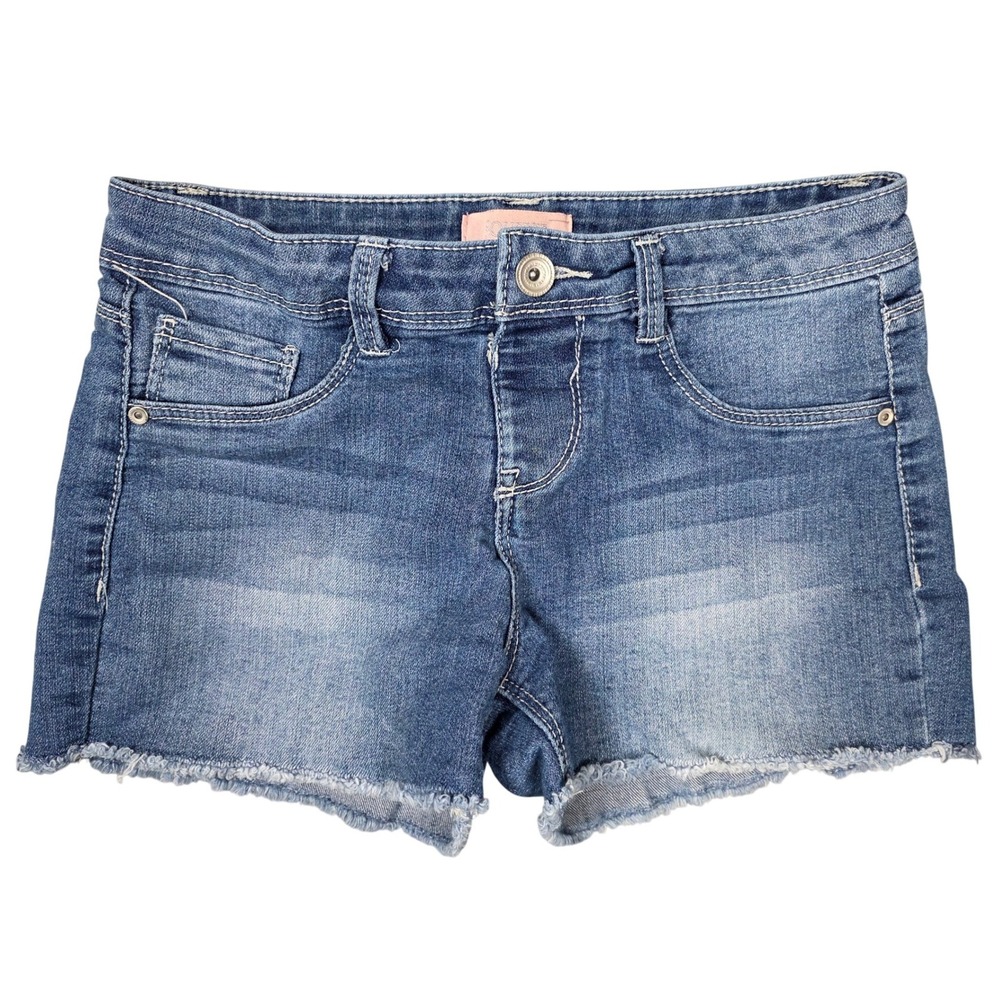 Squeeze Denim Shorts Girls Size 12 Blue Good Raw Hem Stretch Jean